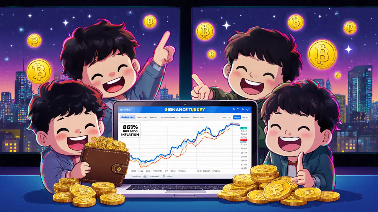 Teens excitedly tracking crypto prices amid high inflation charts.