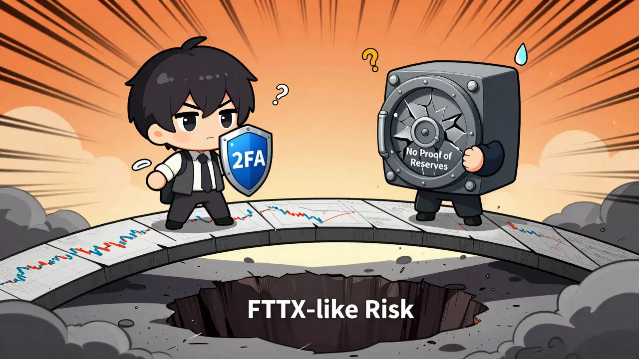 Two chibi characters face off over a trading bridge with warning signs and a risky pit below.