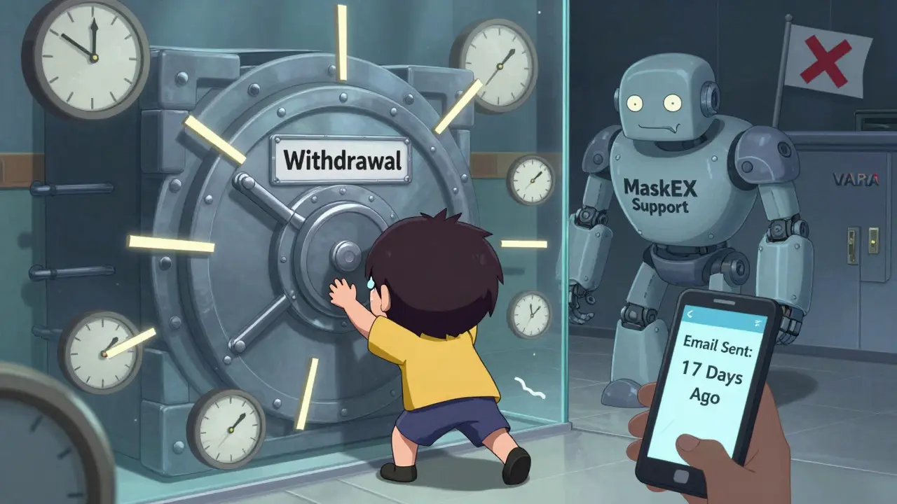 Tiny user trapped trying to withdraw funds as support ignores them.