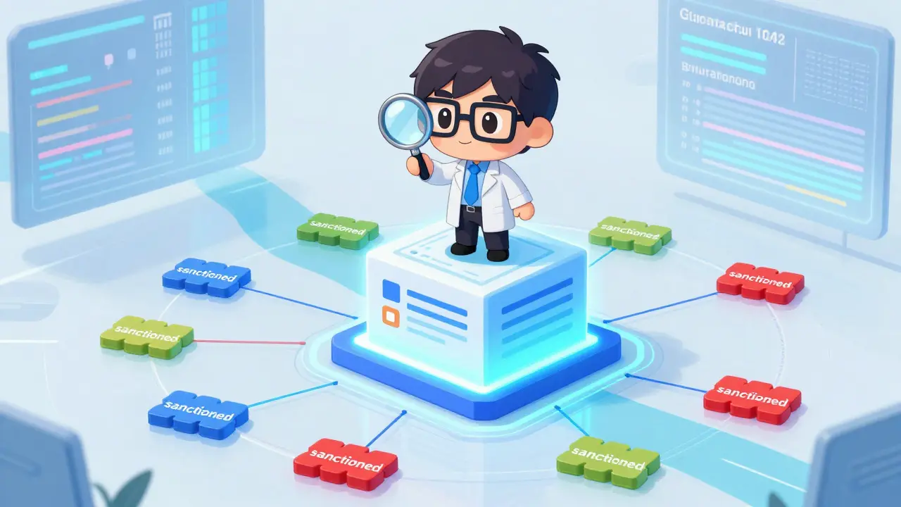 Chibi analyst using magnifying glass to track blockchain wallets
