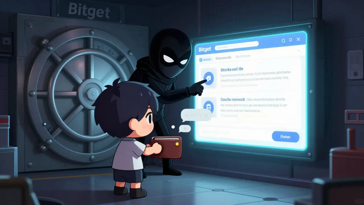 Chibi anime villain tricking user with fake wallet connection