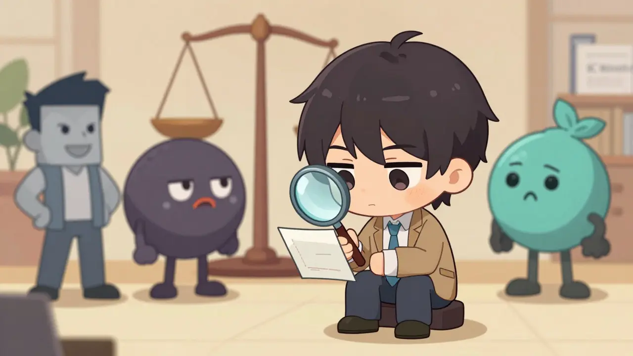 Chibi character inspecting low-volume chart next to major exchange rivals