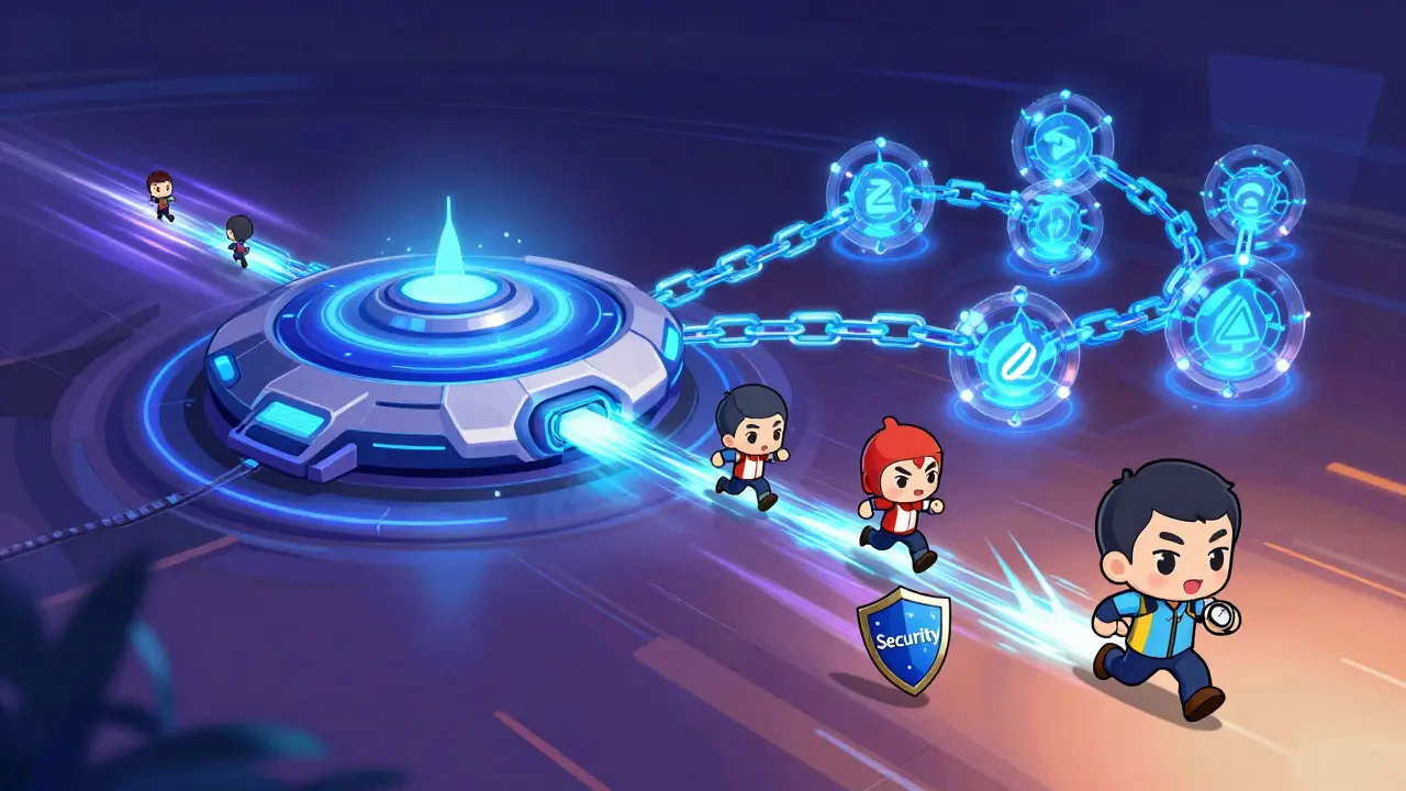 Chibi characters on plasma chains connecting exchange nodes