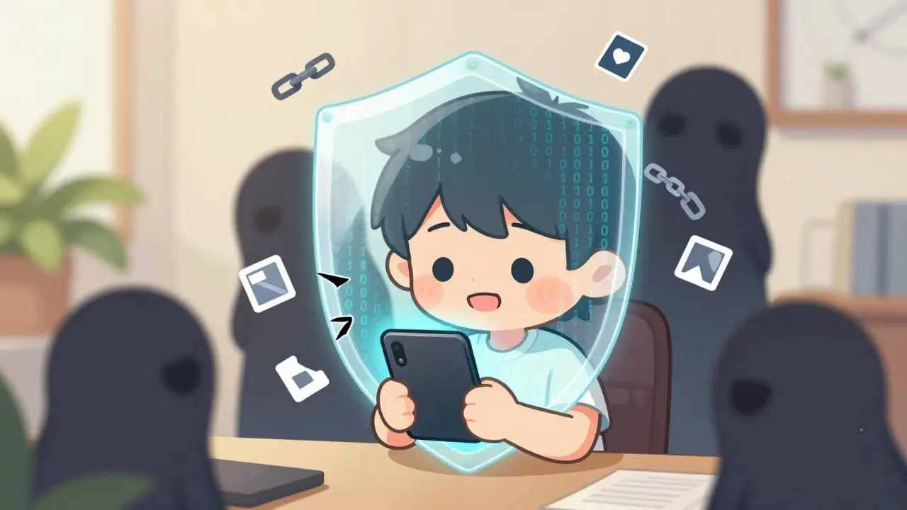 Chibi creator protected by a digital privacy shield