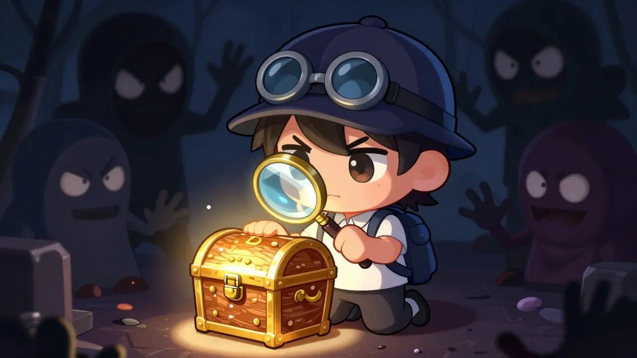 Chibi user protecting a glowing crypto wallet from shadowy hackers