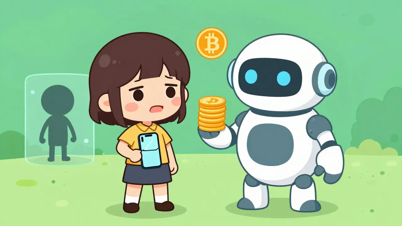 Chibi user with coins looking sad about no mobile app