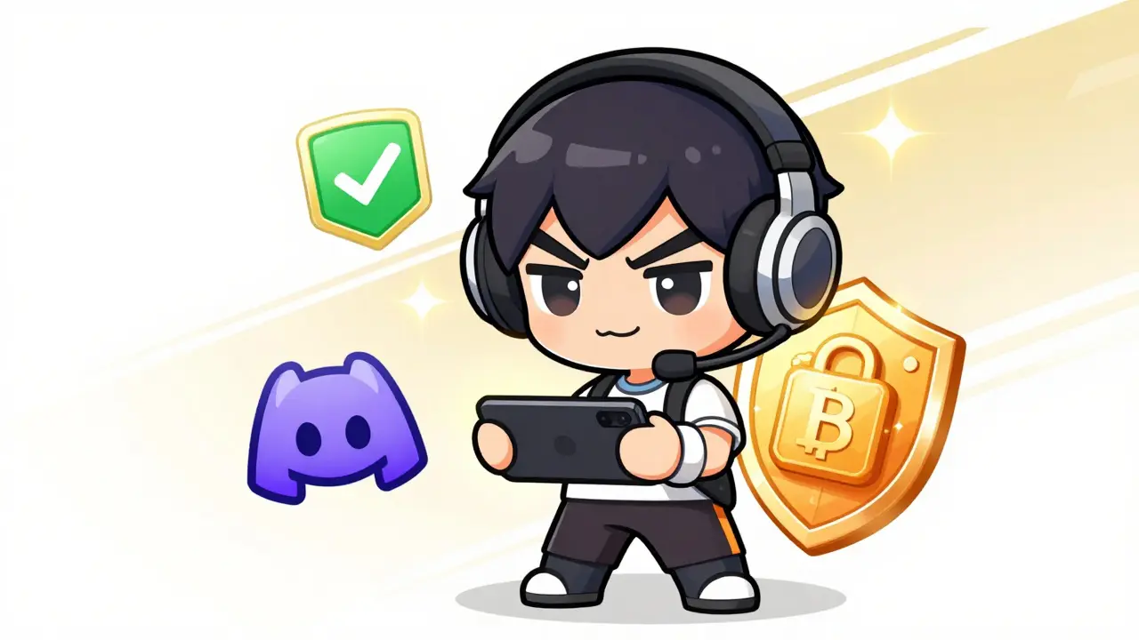 Chibi gamer preparing wallet and accounts safely