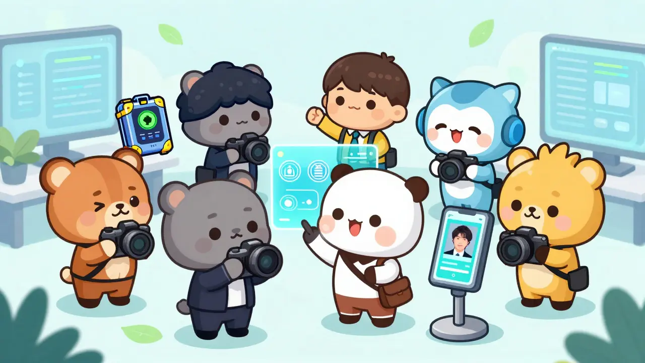 Chibi photographers using wallets, low-fee chains, and AI verification tools.