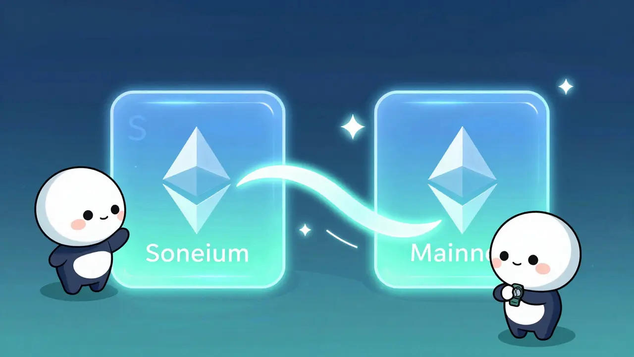 Cute chibis interacting with glowing blockchain blocks representing fast L2 transactions.