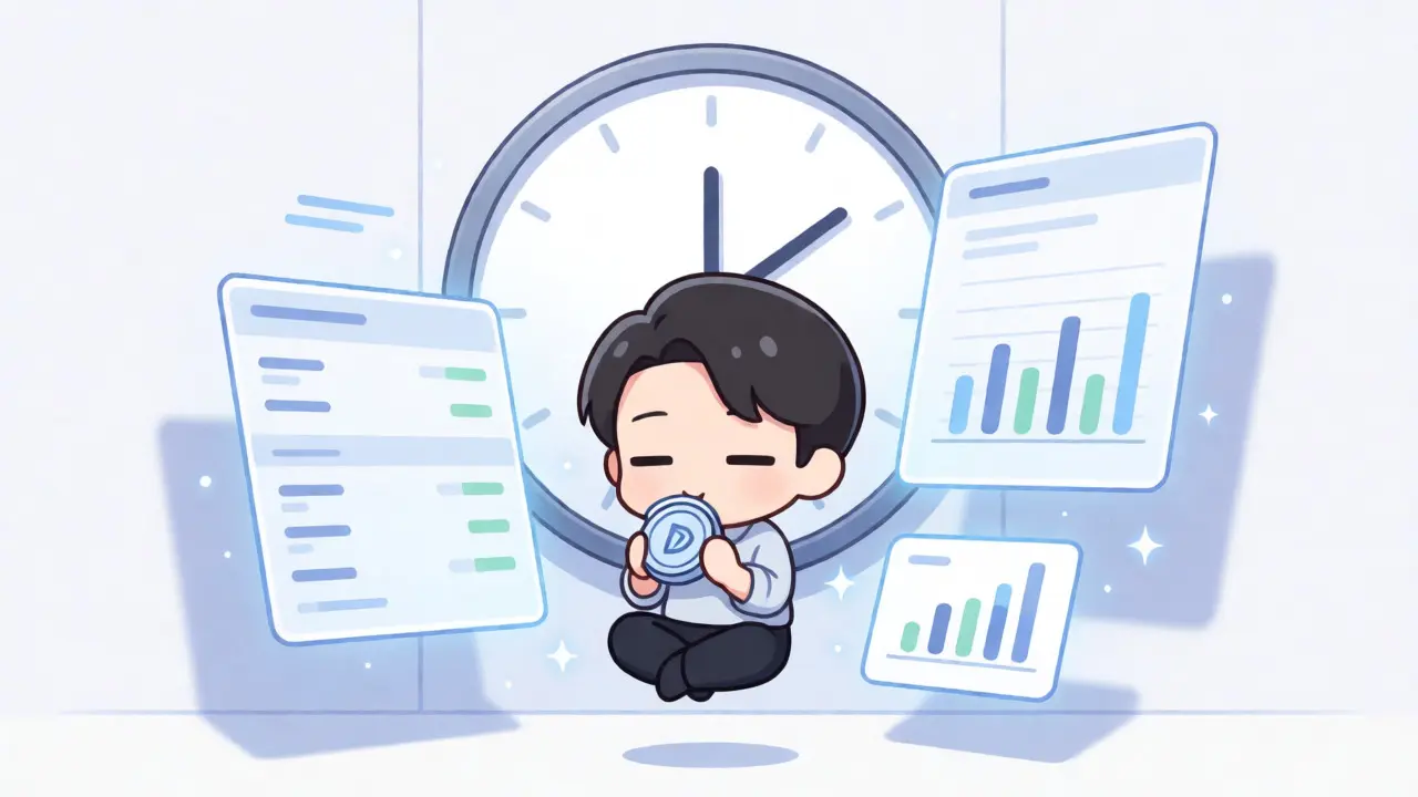 Chibi engineer in a minimalist perpetual swap trading interface