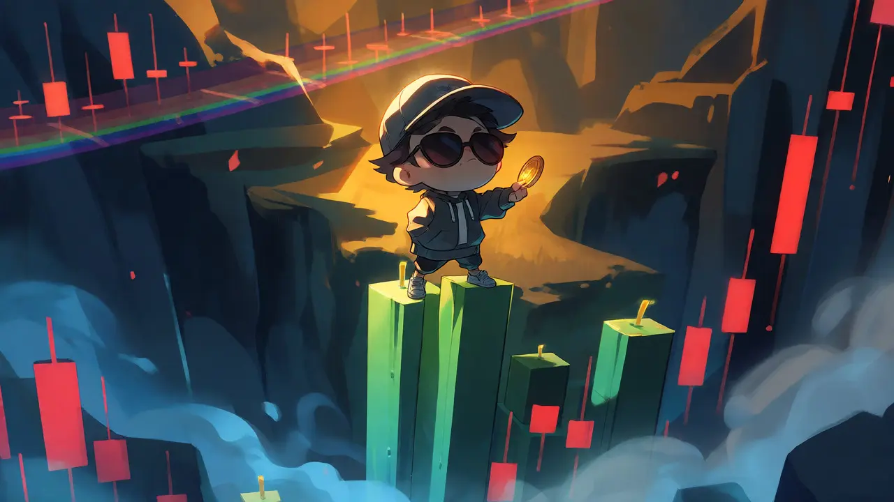 Chibi investor on candlestick cliff weighing OG coin risks