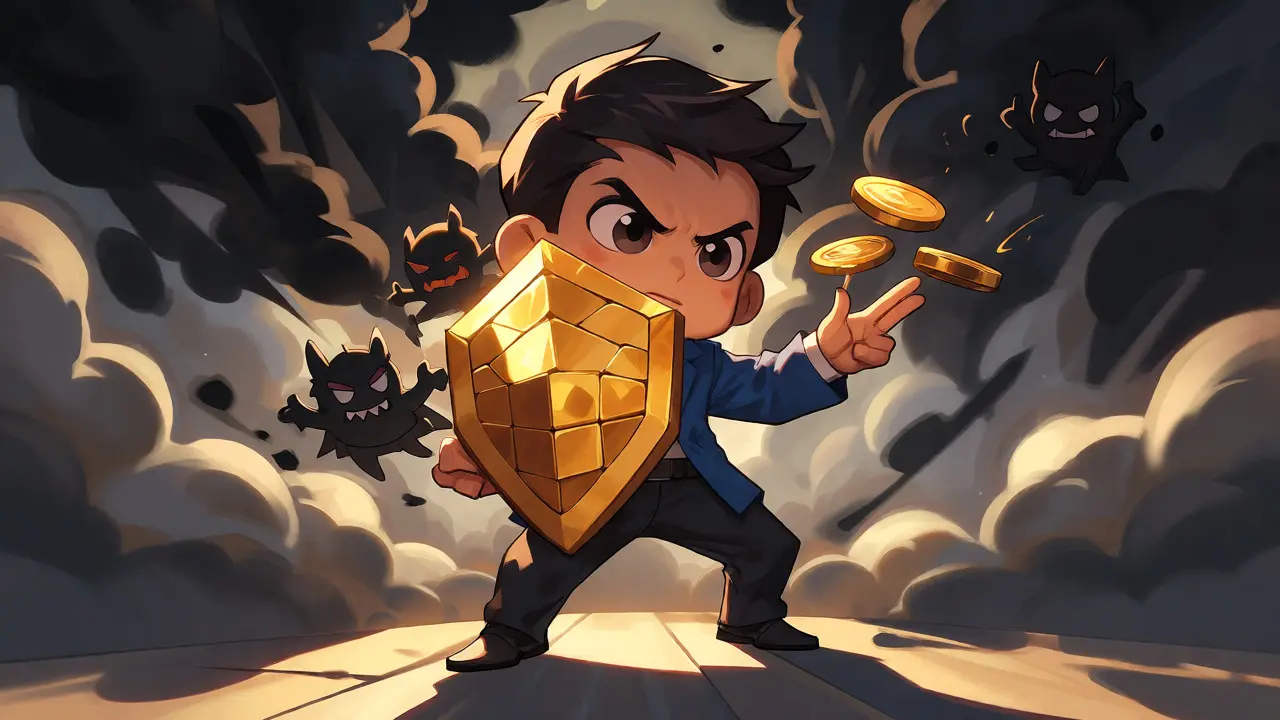 Chibi trader shielding against sanction storms